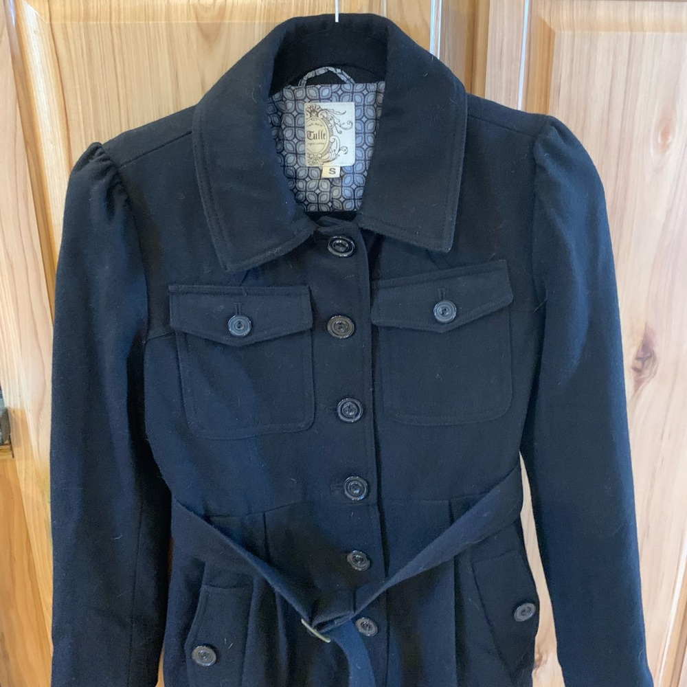 Tulle Black Wool Jacket for Women